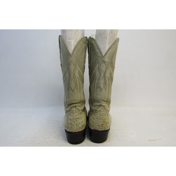 Rodeo Bravo Mens Size 8.5 D / 27.5 MEX Cream Leather Caiman Cowboy Western Boots - Picture 7 of 11